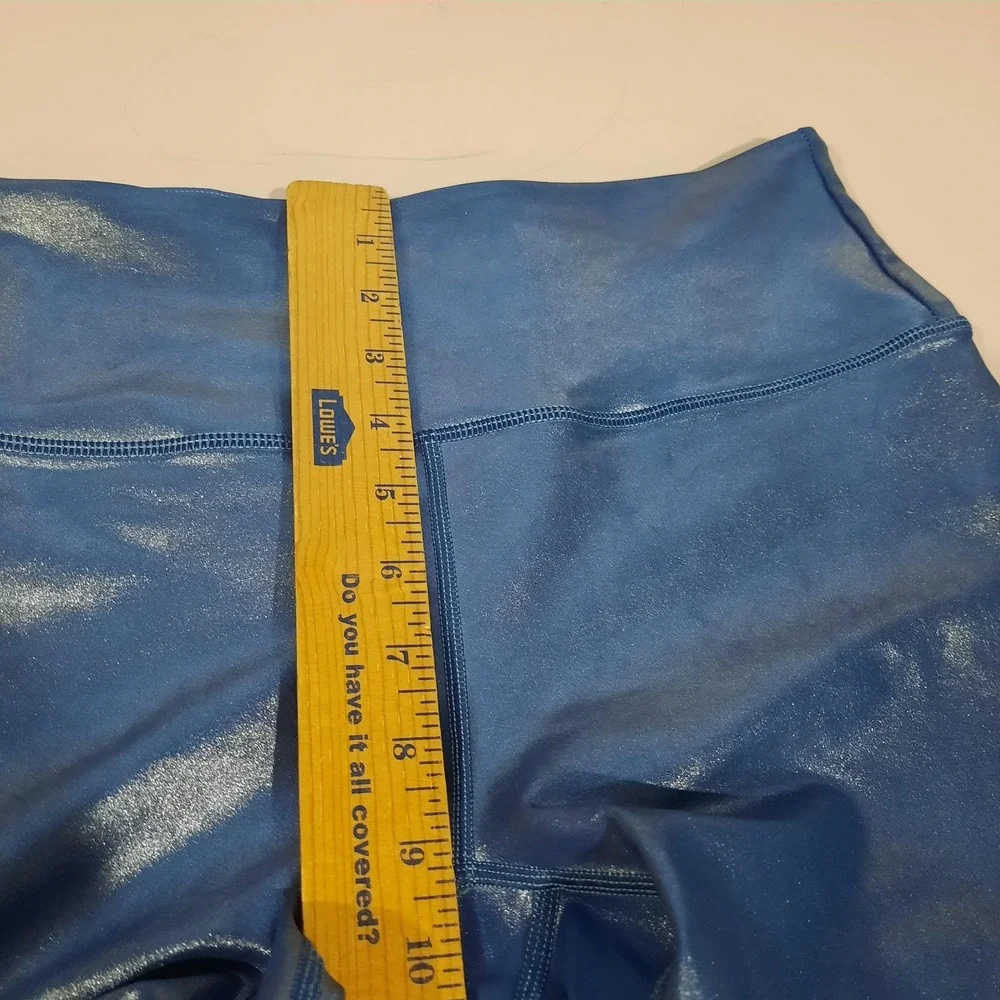 Zyia Active Leggings Womens 6-8 Blue Luxe High Rise‎ Metallic Shine Iridescent